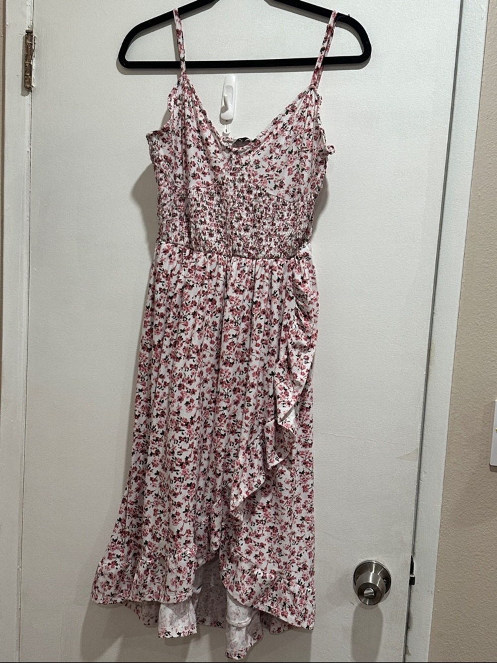 J for Justify pink Floral Ruffle Midi Dress